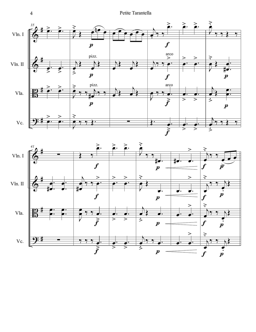 Petite Tarantella from the piano etude by Stephen Heller String Orchestra scores gallery preview page 4