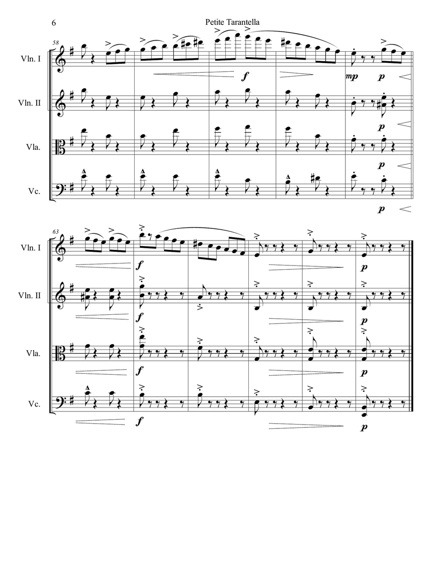 Petite Tarantella from the piano etude by Stephen Heller String Orchestra scores gallery preview page 6