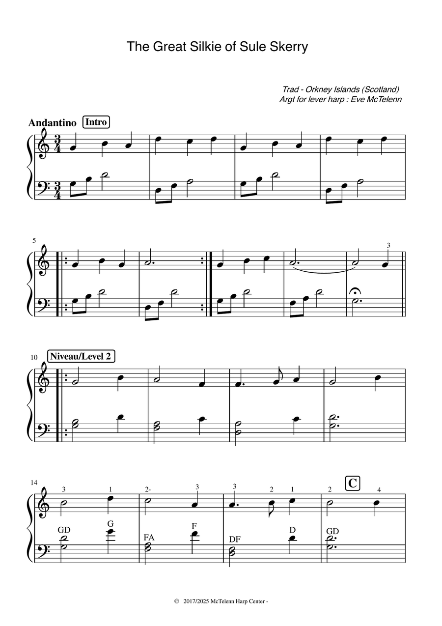 The Great Silkie Of Sule Skerry - New Update ! - beginner & 27 String Harp | McTelenn Harp Center Celtic Harp scores gallery preview page 6