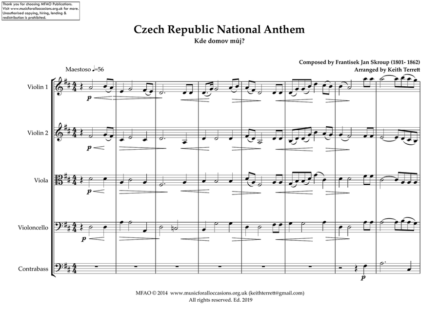 Czech National Anthem for String Orchestra (MFAO World National Anthem Series) String Orchestra scores gallery preview page 2