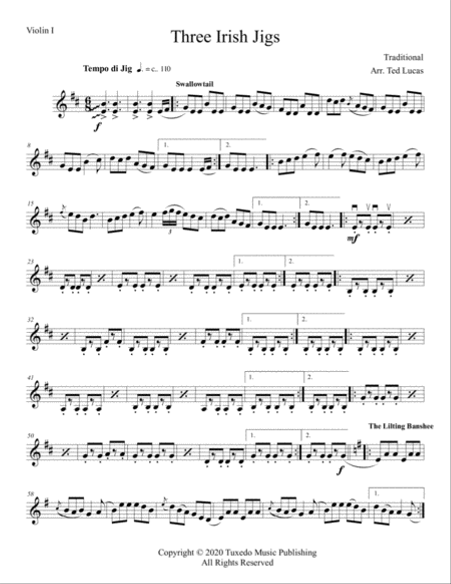 Three Irish Jigs (Parts) - Swallowtail, The Lilting Banshee, The Blarney Pilgrim Cello scores gallery preview page 3