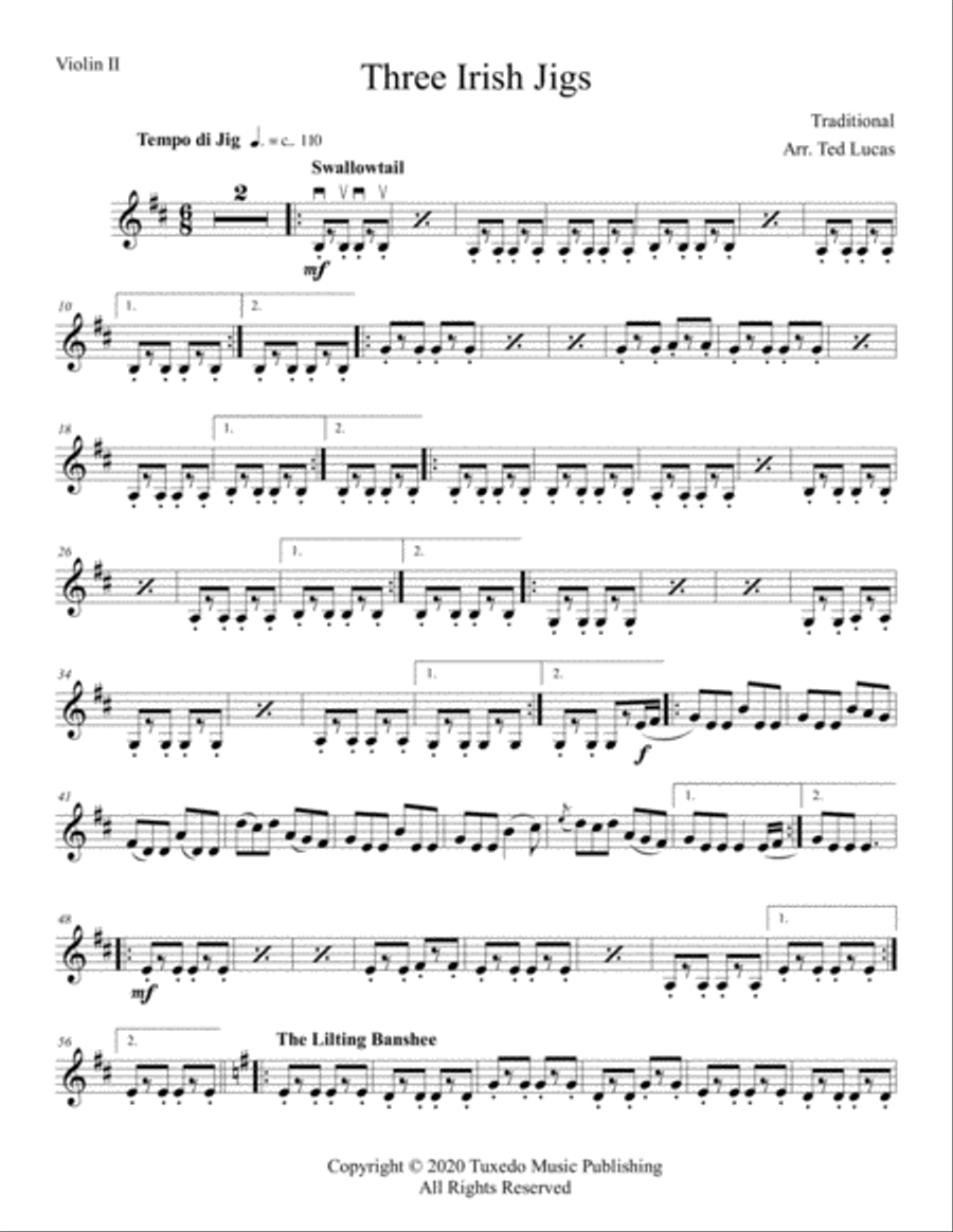 Three Irish Jigs (Parts) - Swallowtail, The Lilting Banshee, The Blarney Pilgrim Cello scores gallery preview page 6