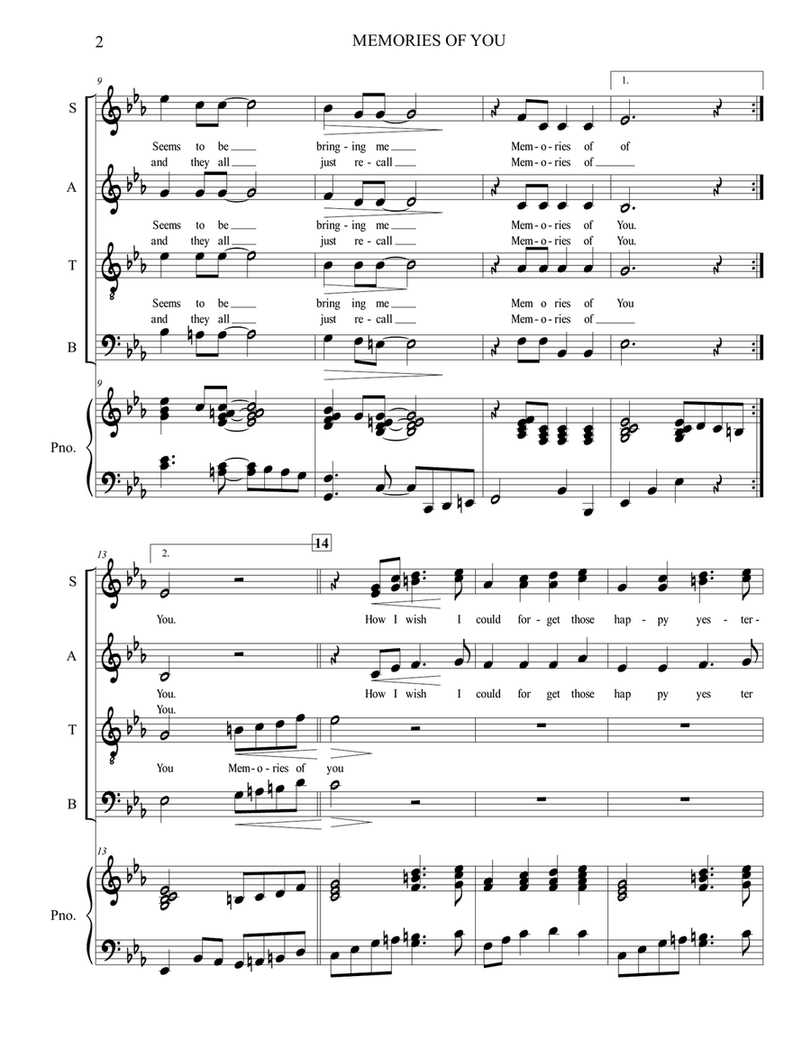 Memories Of You Memories Of You 4-Part scores gallery preview page 2