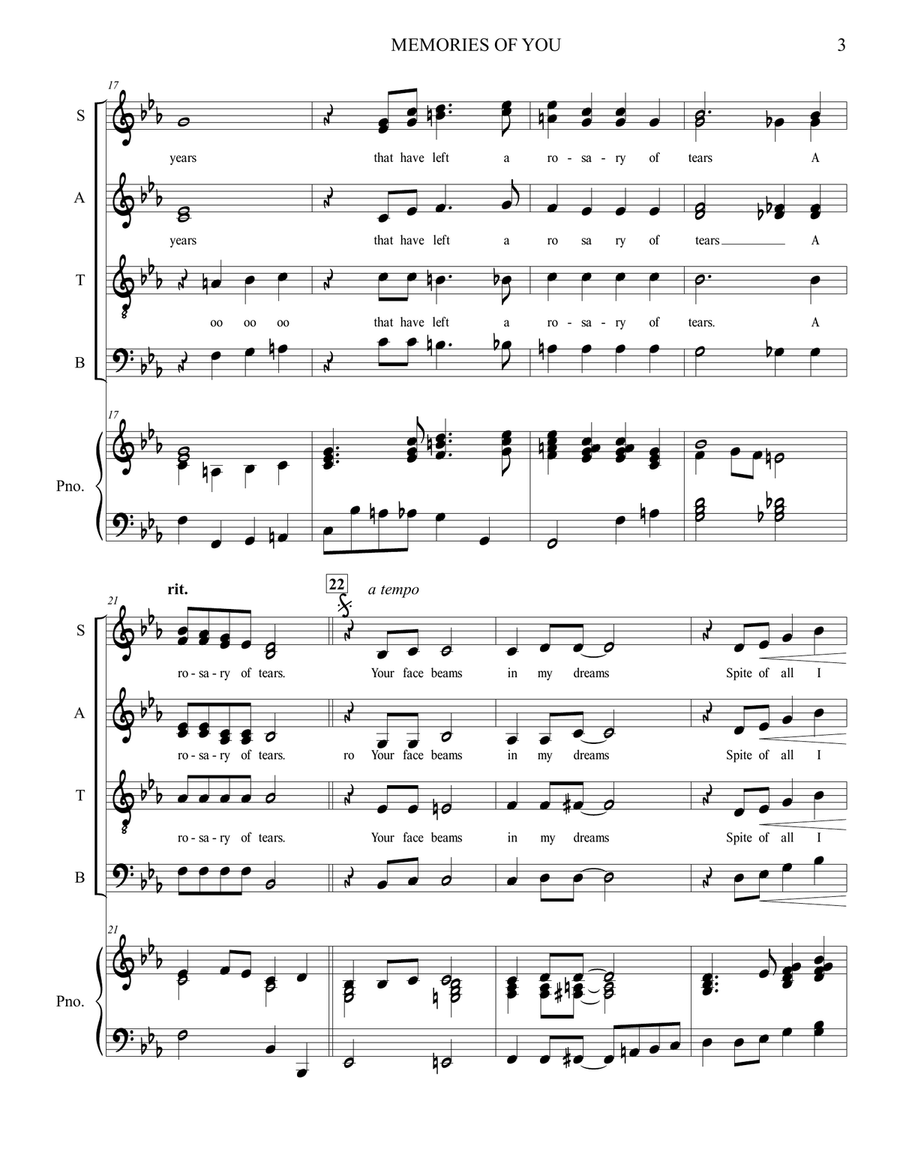 Memories Of You Memories Of You 4-Part scores gallery preview page 3