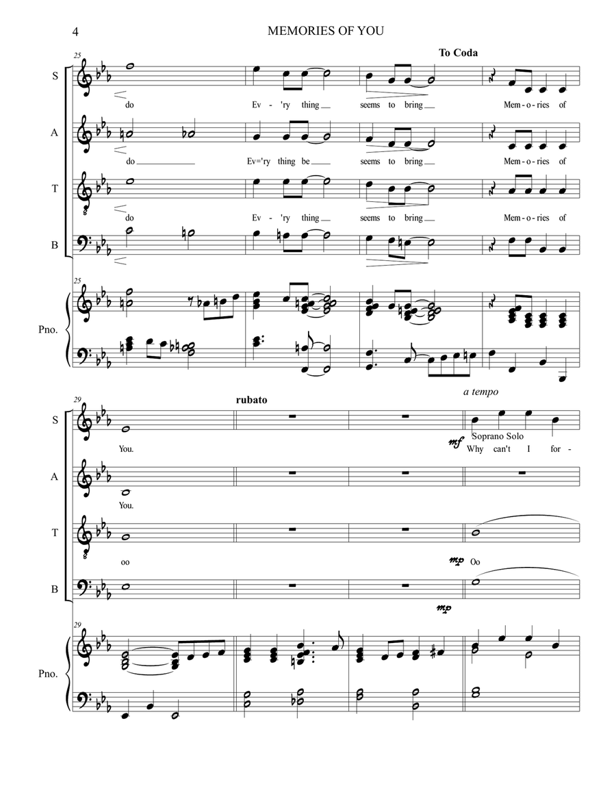 Memories Of You Memories Of You 4-Part scores gallery preview page 4