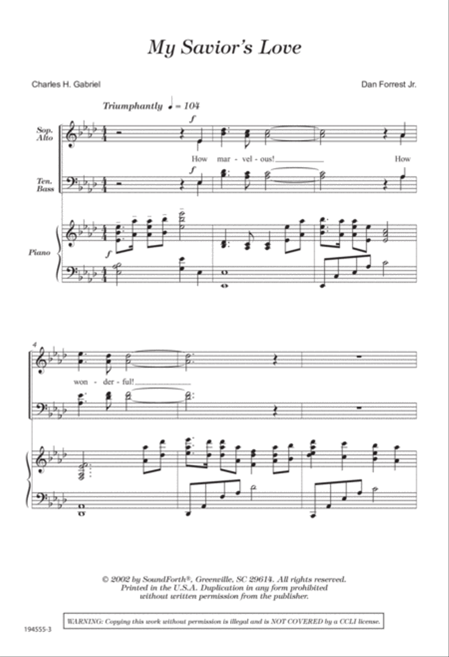 My Savior's Love (Digital Download) 4-Part scores gallery preview page 3