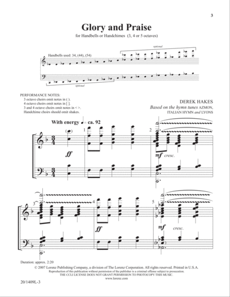 Glory and Praise (Digital Download) 5-Octaves scores gallery preview page 1