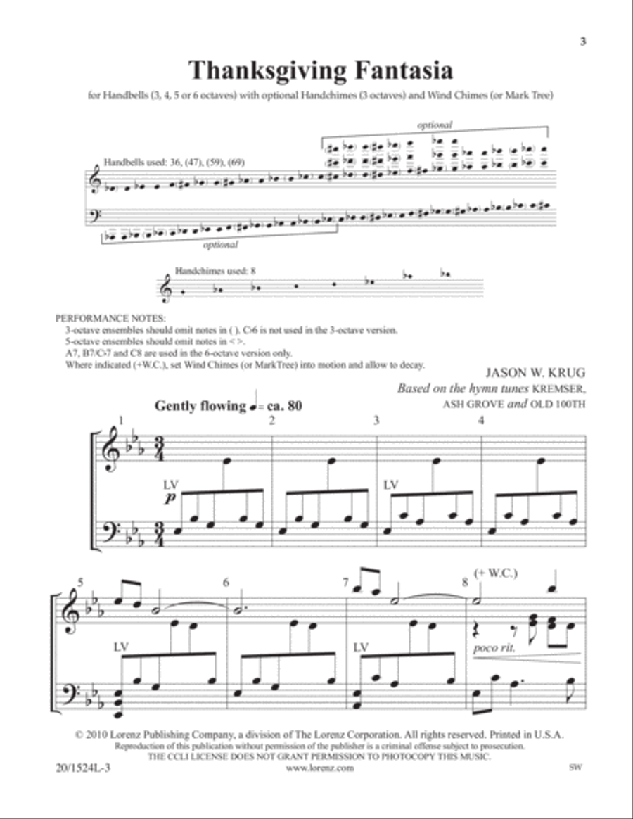 Thanksgiving Fantasia (Digital Download) by Jason W. Krug 5-Octaves - Digital Sheet Music