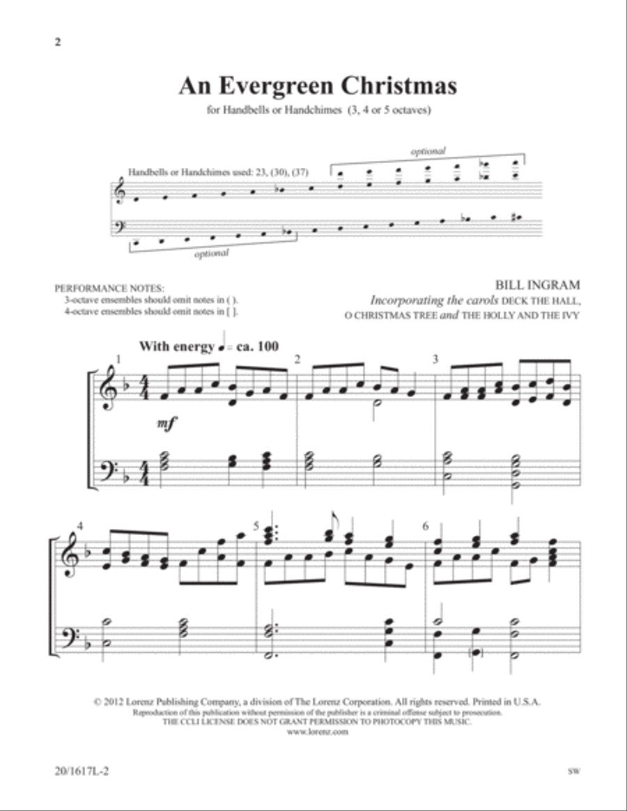 An Evergreen Christmas (Digital Download) 5-Octaves scores gallery preview page 1