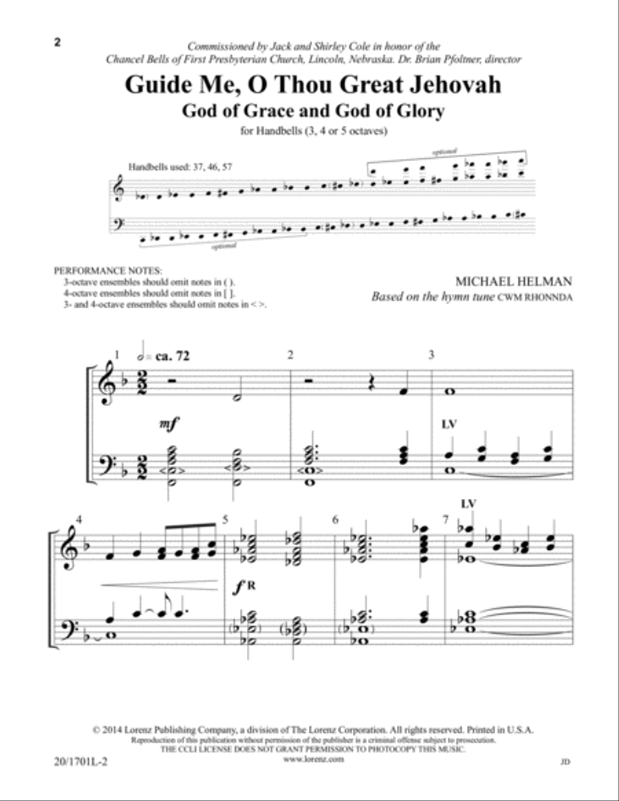 Guide Me, O Thou Great Jehovah (Digital Download) 5-Octaves scores gallery preview page 1