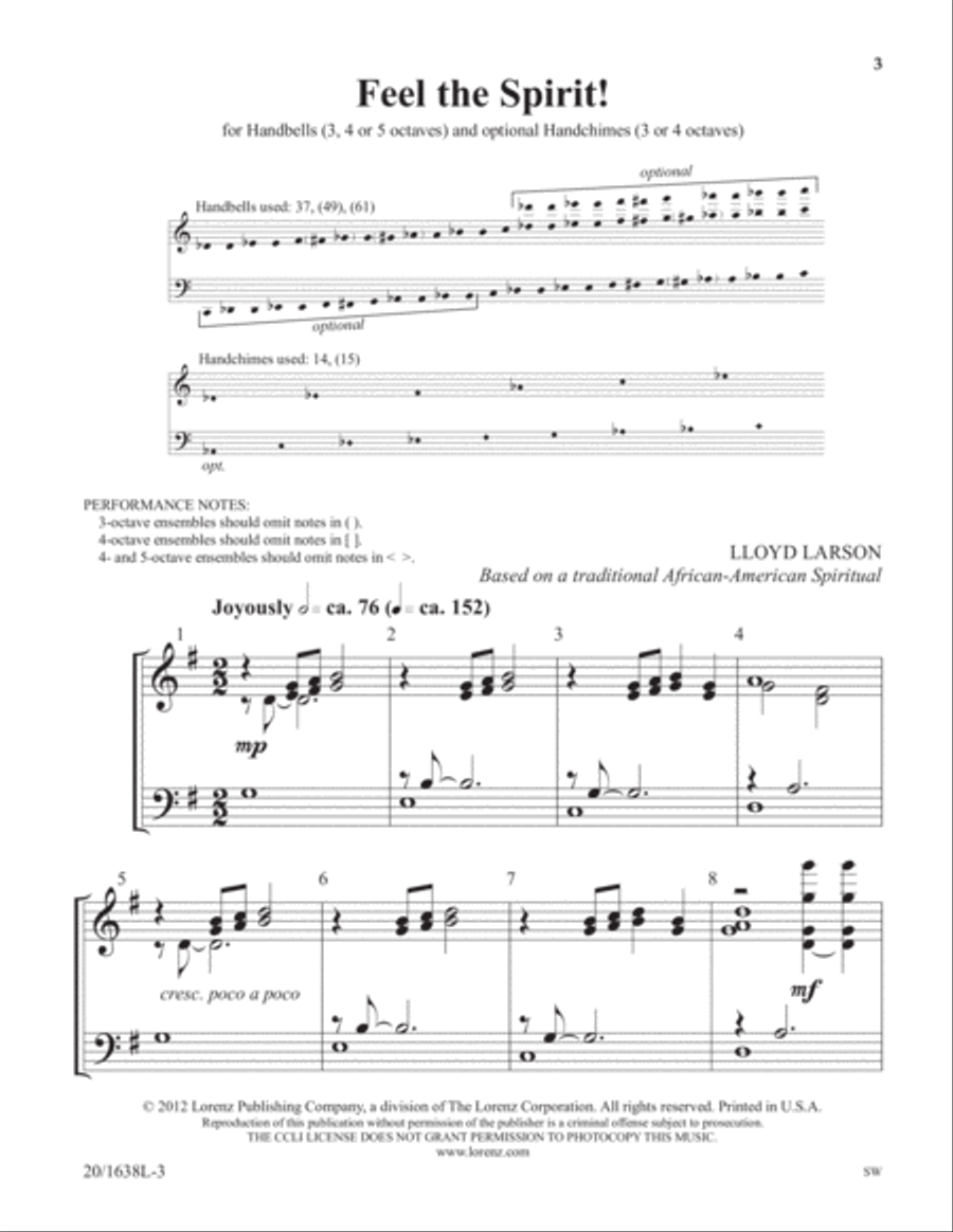 Feel the Spirit! (Digital Download) 5-Octaves scores gallery preview page 1