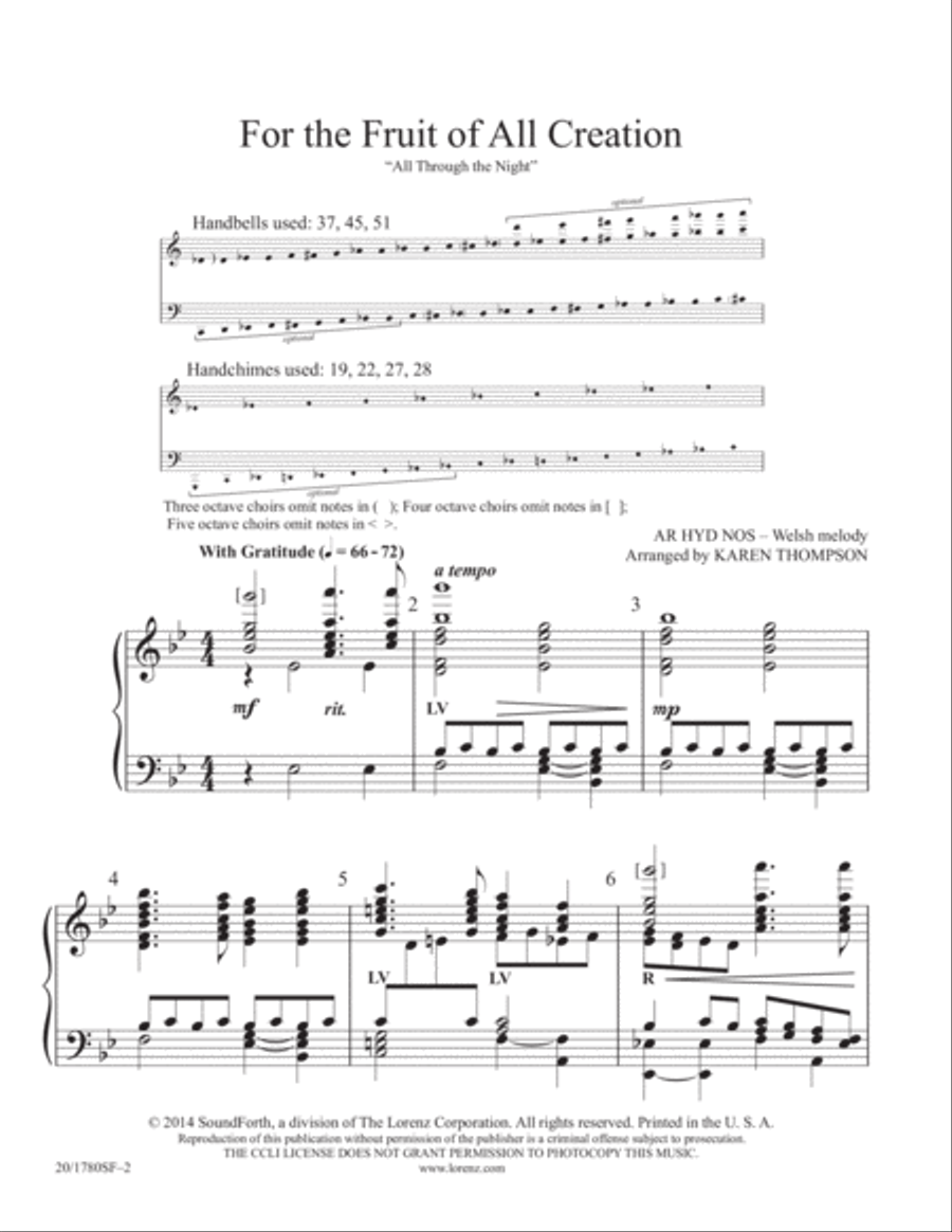 For the Fruit of All Creation (Digital Download) 5-Octaves scores gallery preview page 2