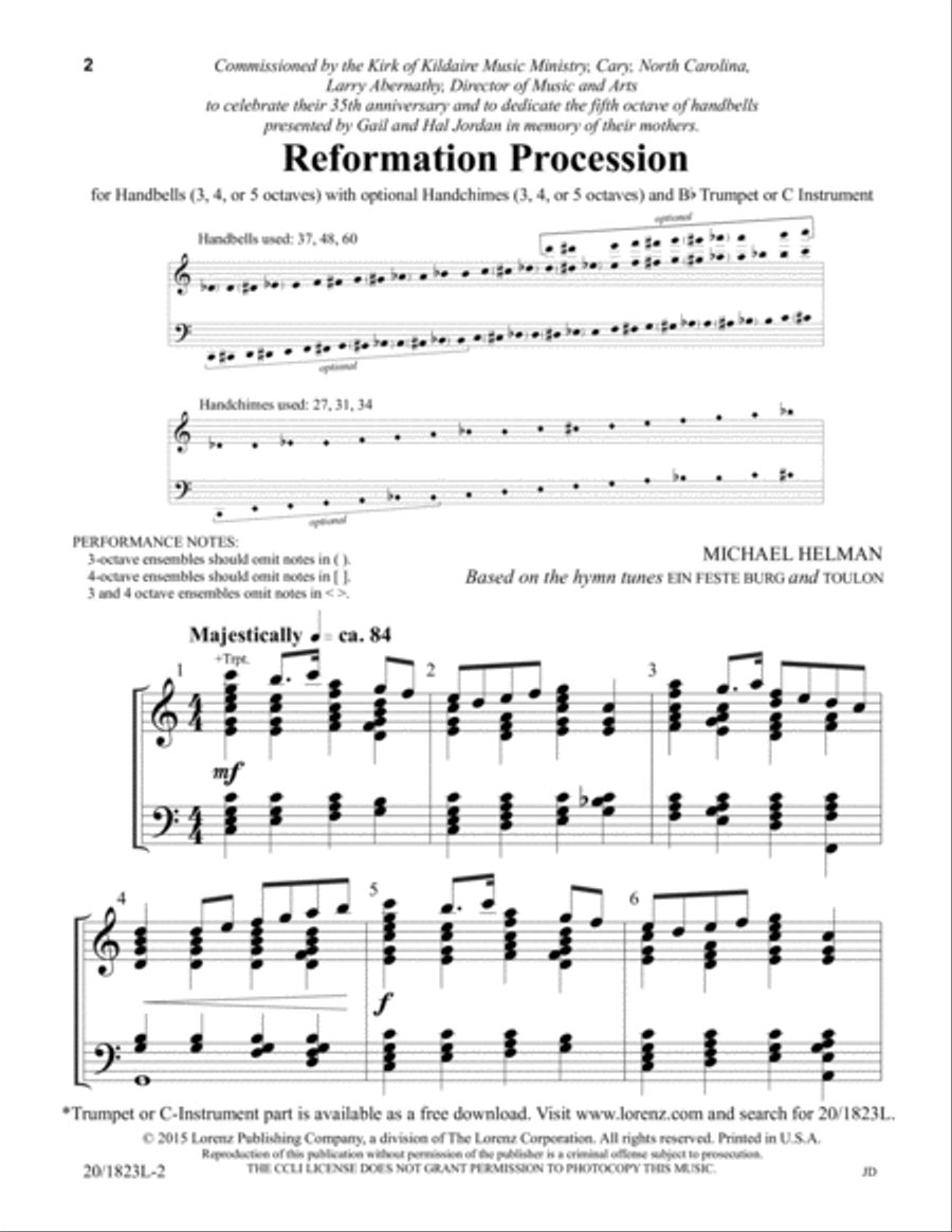 Reformation Procession (Digital Download) 5-Octaves scores gallery preview page 1