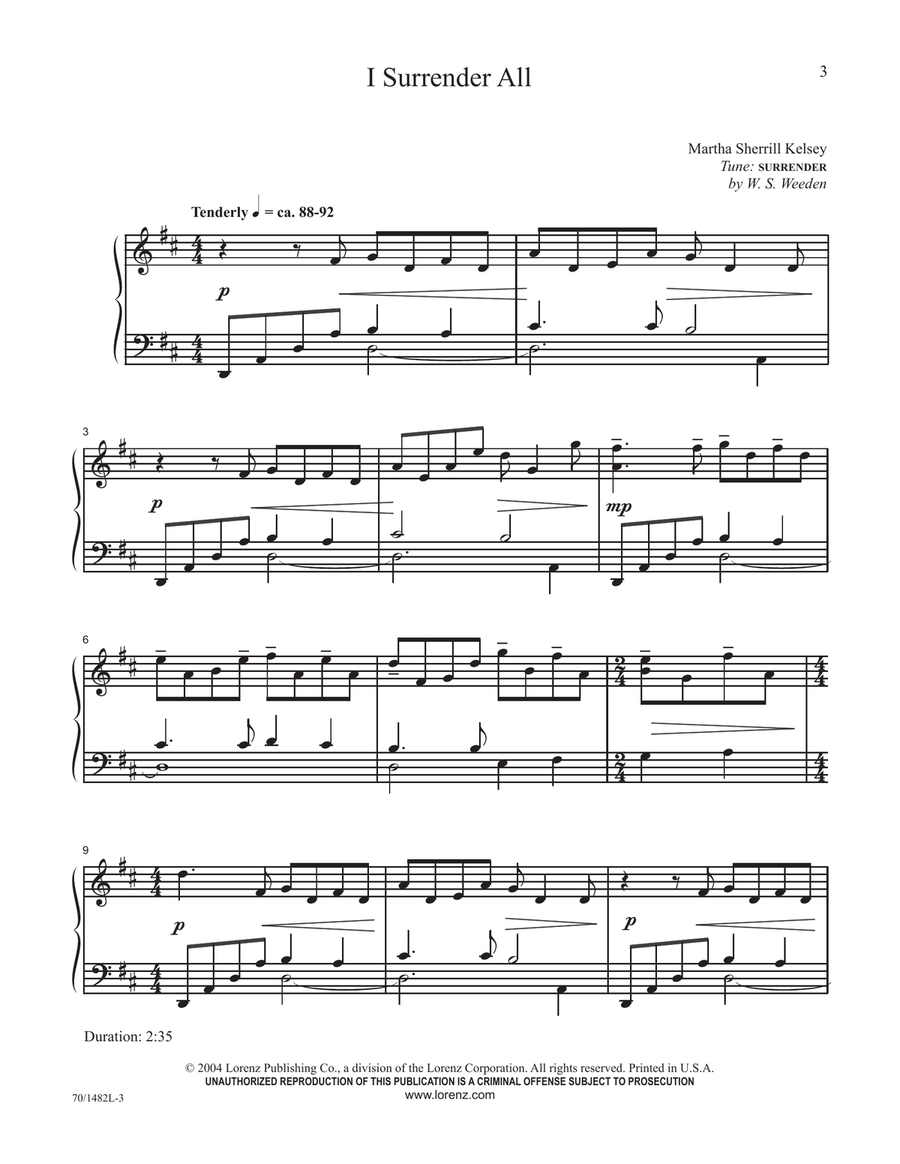 I Surrender All (Digital Download) Piano Solo scores gallery preview page 3