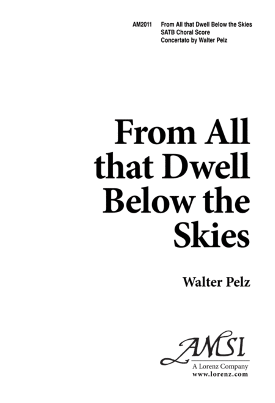 From All That Dwell Below the Skies (Digital Download) 4-Part scores gallery preview page 1