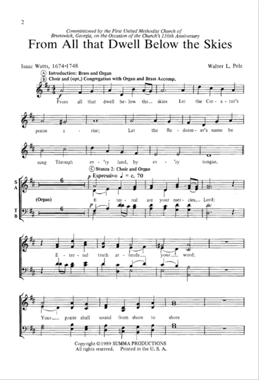 From All That Dwell Below the Skies (Digital Download) 4-Part scores gallery preview page 2