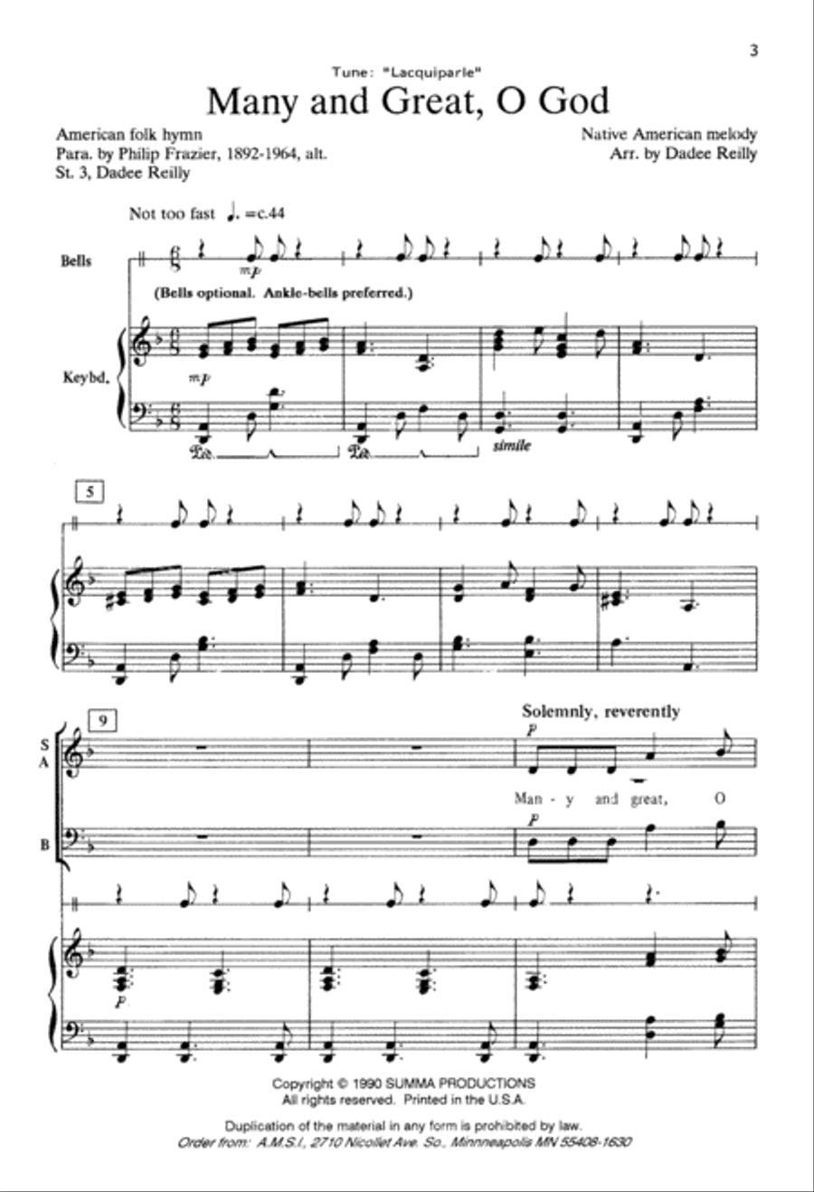 Many and Great O God (Digital Download) 3-Part scores gallery preview page 3