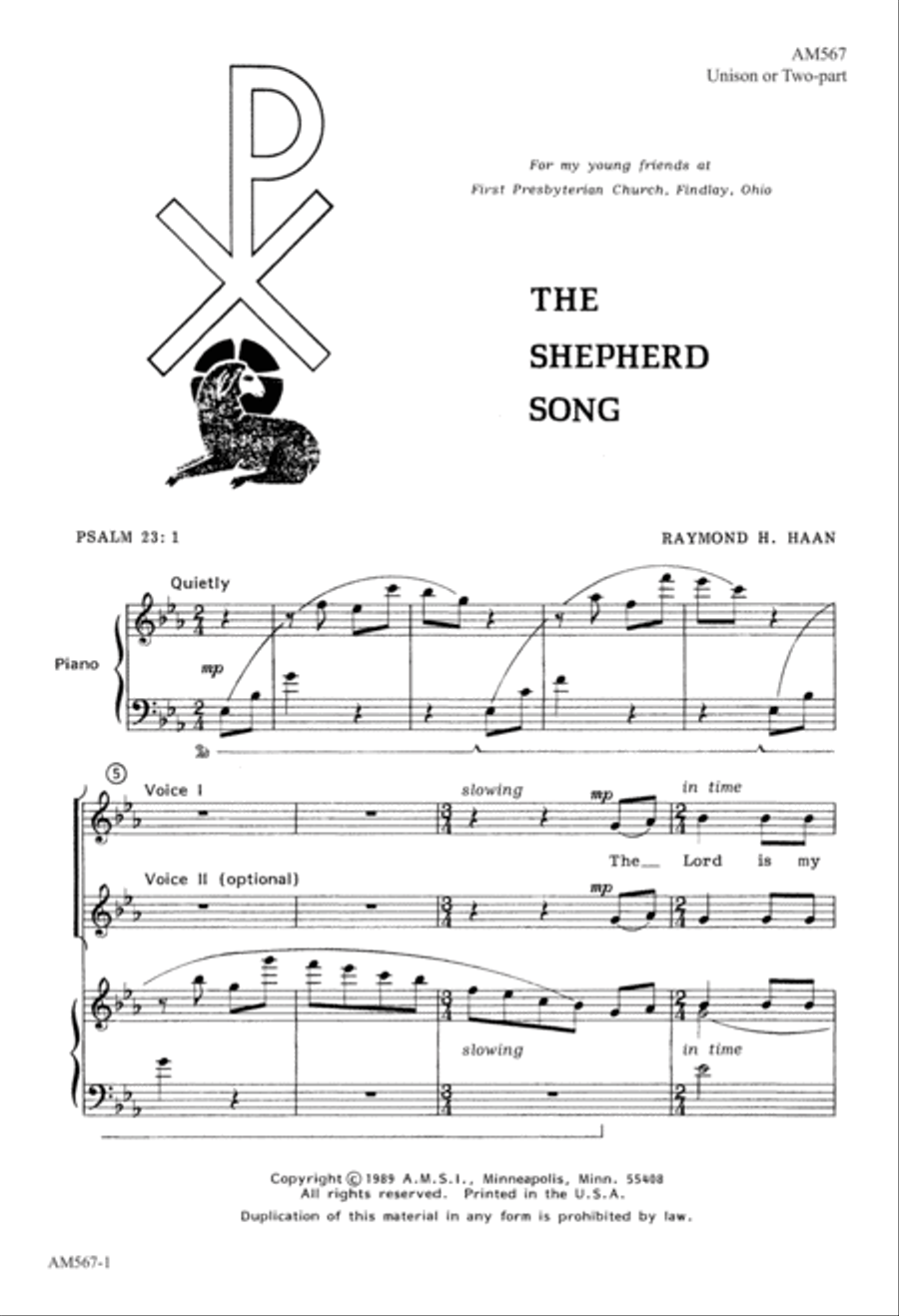 The Shepherd Song (Digital Download) Unison Choir scores gallery preview page 1