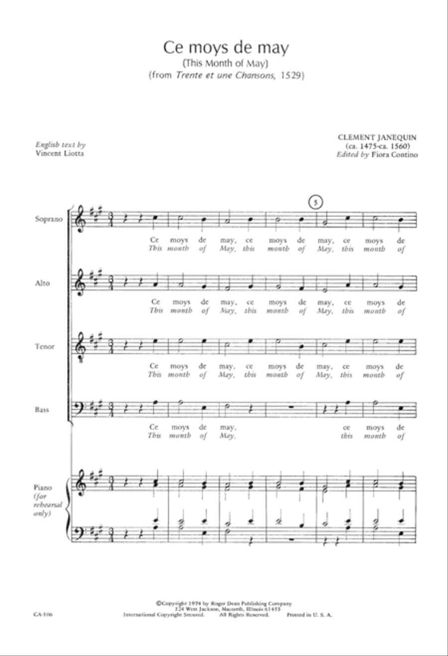 Ce moys de may (Digital Download) 4-Part scores gallery preview page 3