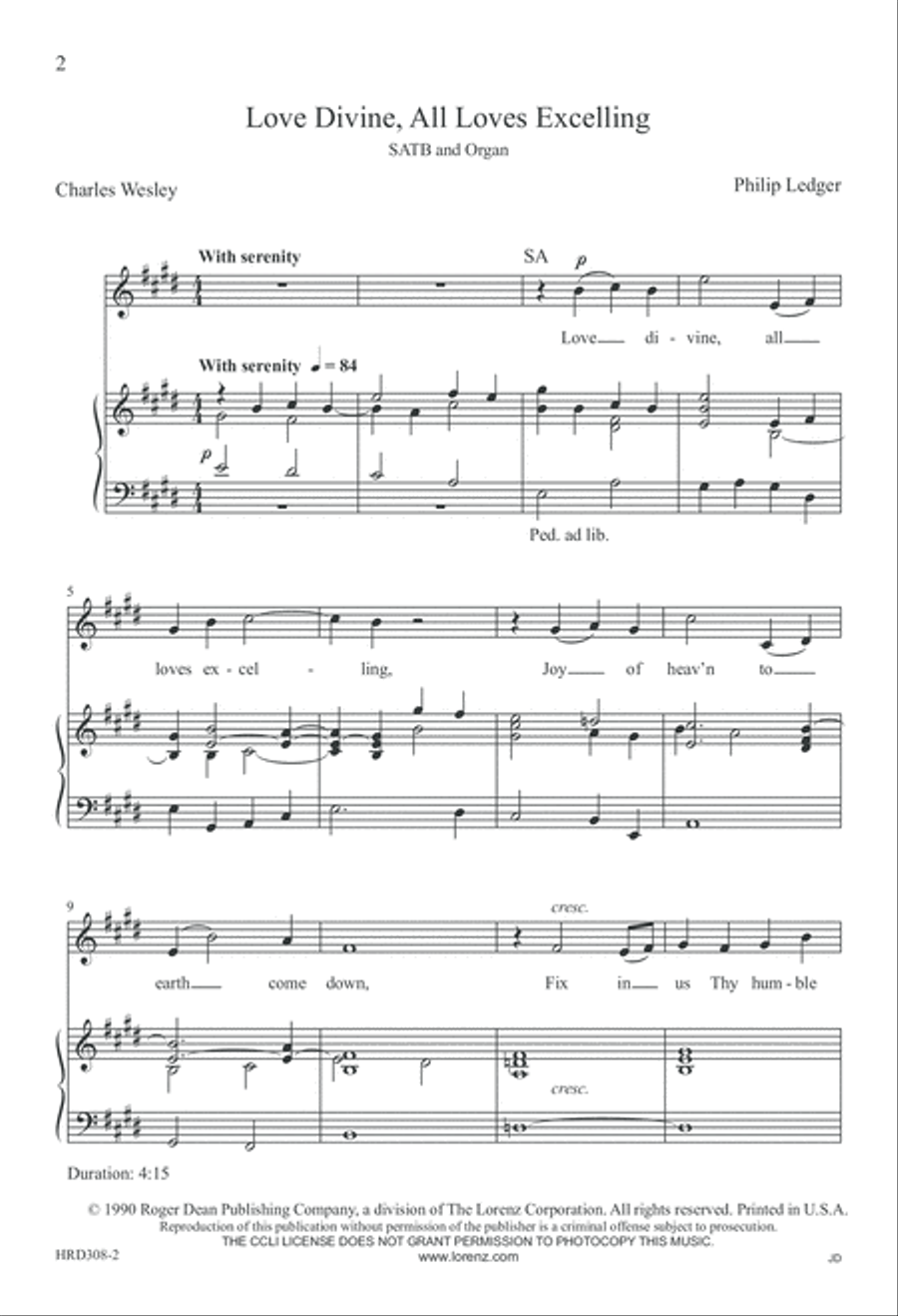Love Divine, All Loves Excelling (Digital Download) 4-Part scores gallery preview page 2