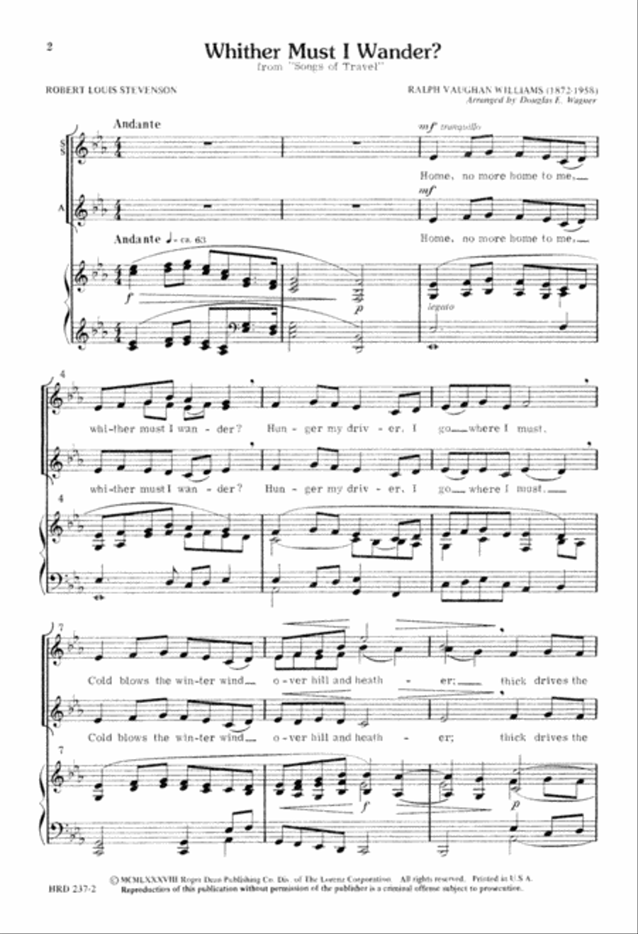 Whither Must I Wander (Digital Download) SSA scores gallery preview page 2