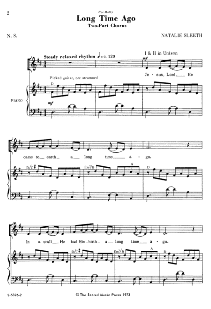 Long Time Ago (Digital Download) 2-Part scores gallery preview page 2