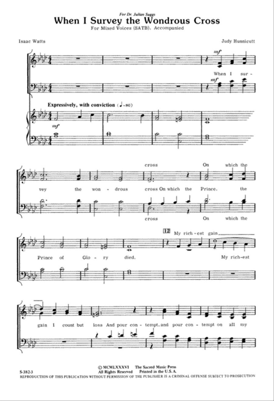 When I Survey The Wondrous Cross (Digital Download) 4-Part scores gallery preview page 3