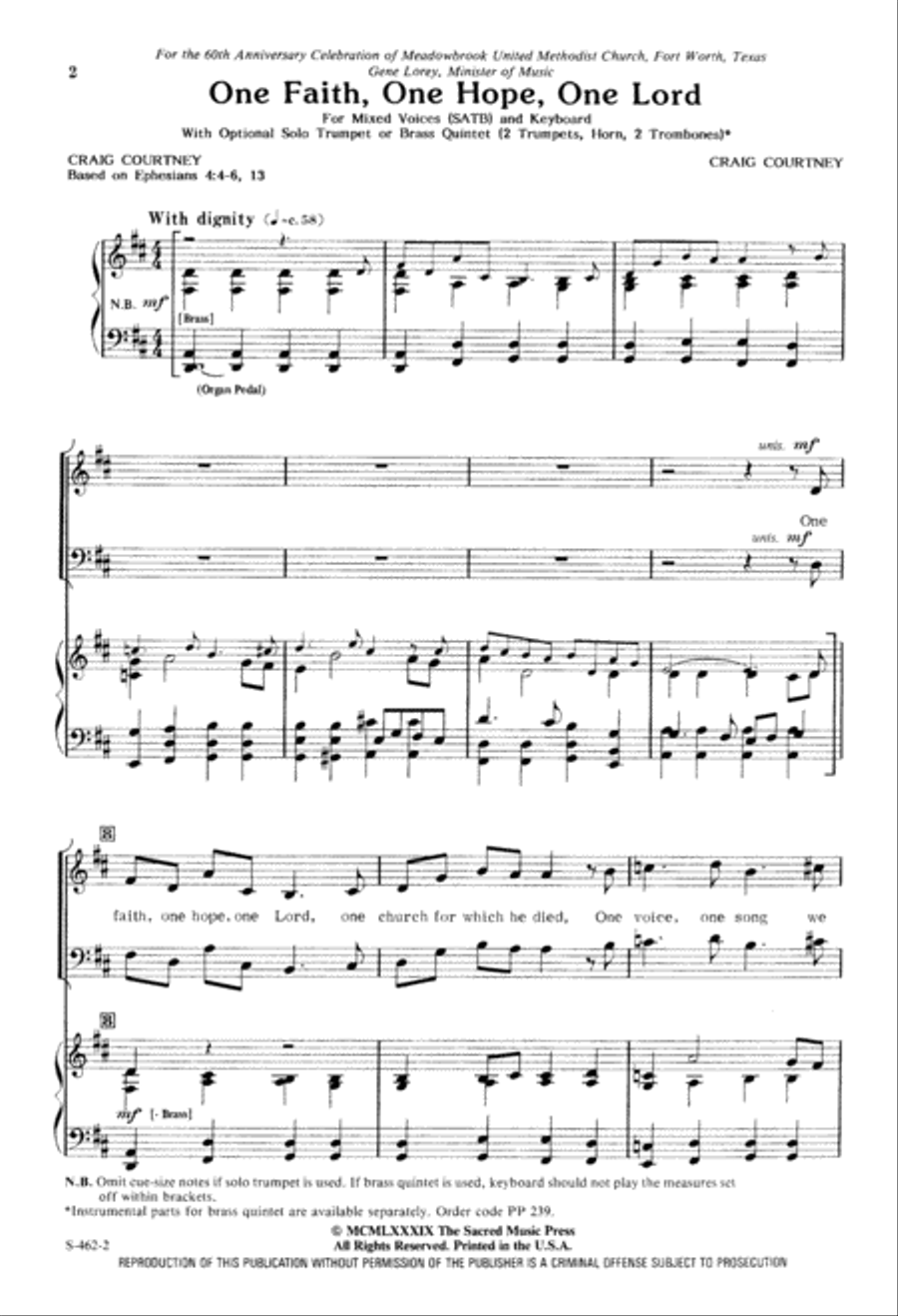 One Faith, One Hope, One Lord (Digital Download) 4-Part scores gallery preview page 2