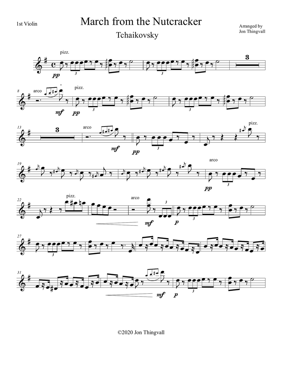 March from The Nutcracker for String Quartet String Quartet scores gallery preview page 1