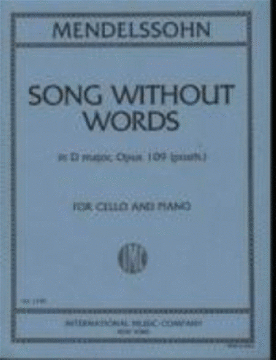 Mendelssohn - Song Without Words Op 109 Cello/Piano Piano Accompaniment scores gallery preview page 1