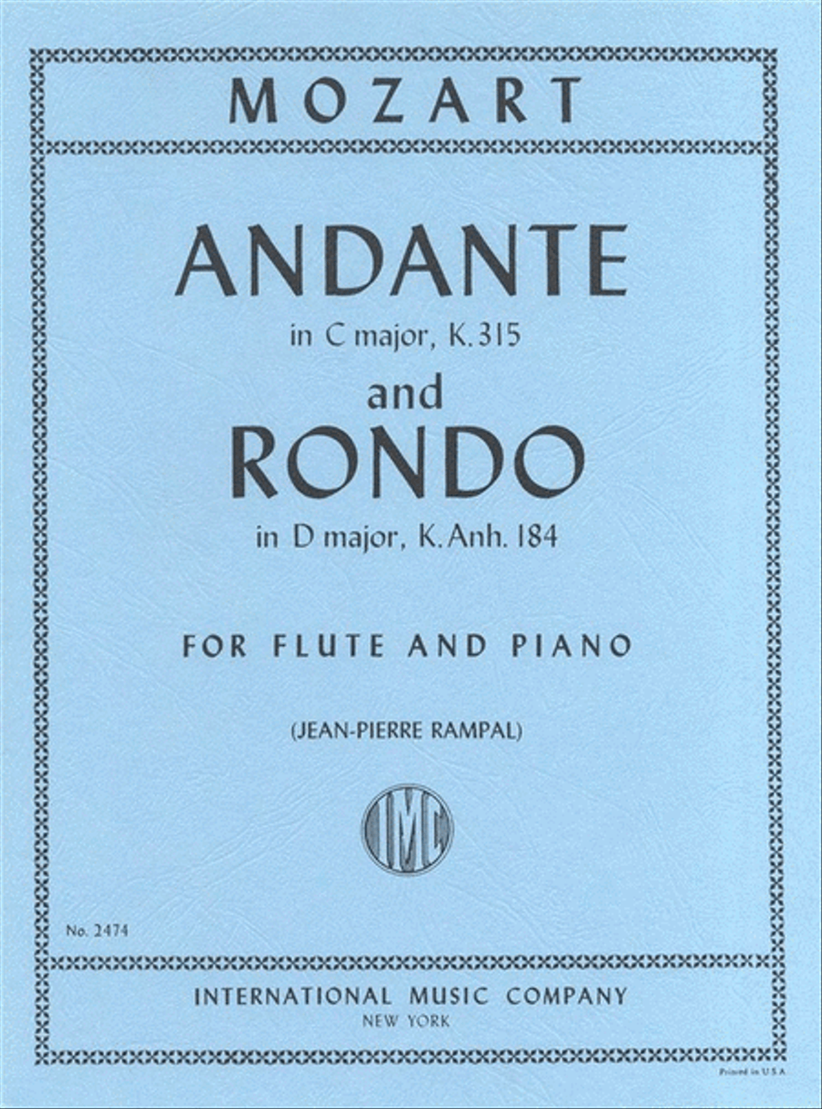 Mozart - Andante K 315 C Rondo K Anh 184 D Flute/Piano Flute Solo scores gallery preview page 1