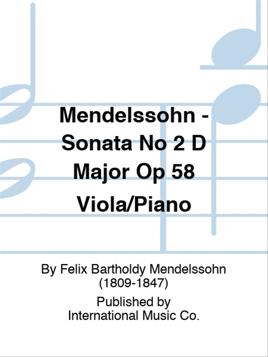 Mendelssohn - Sonata No 2 D Major Op 58 Viola/Piano Piano Accompaniment scores gallery preview page 1