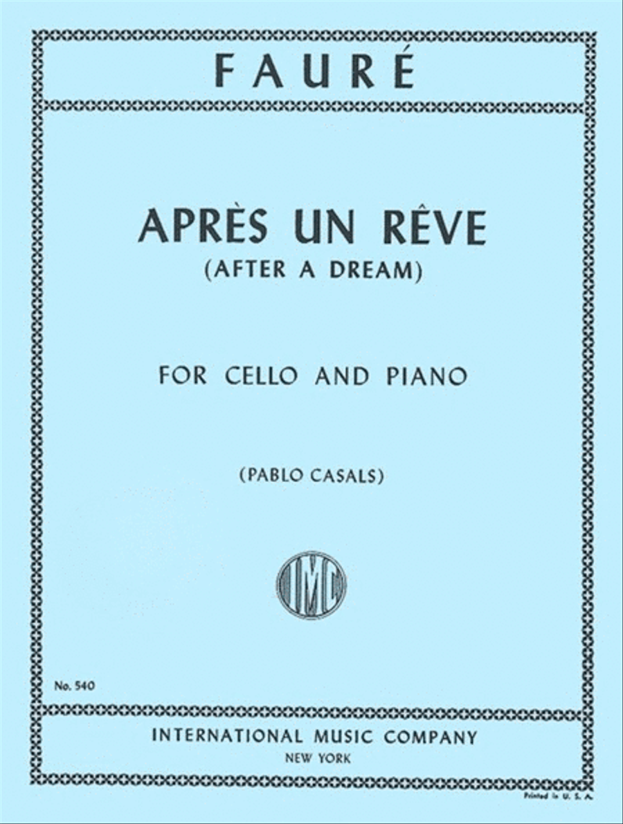Faure - Apres Un Reve Cello/Piano Arr Casals Piano Accompaniment scores gallery preview page 1