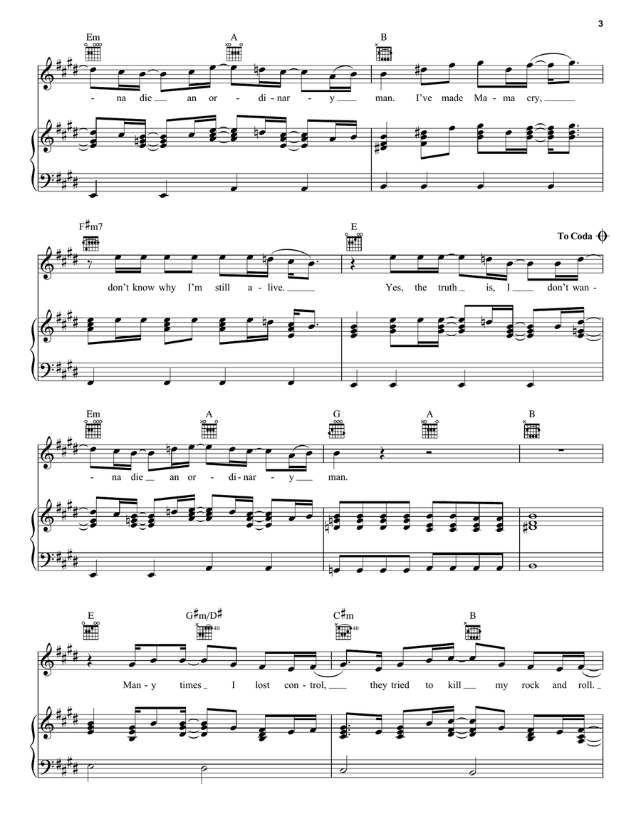 Ordinary Man (feat. Elton John) Piano, Vocal, Guitar scores gallery preview page 3