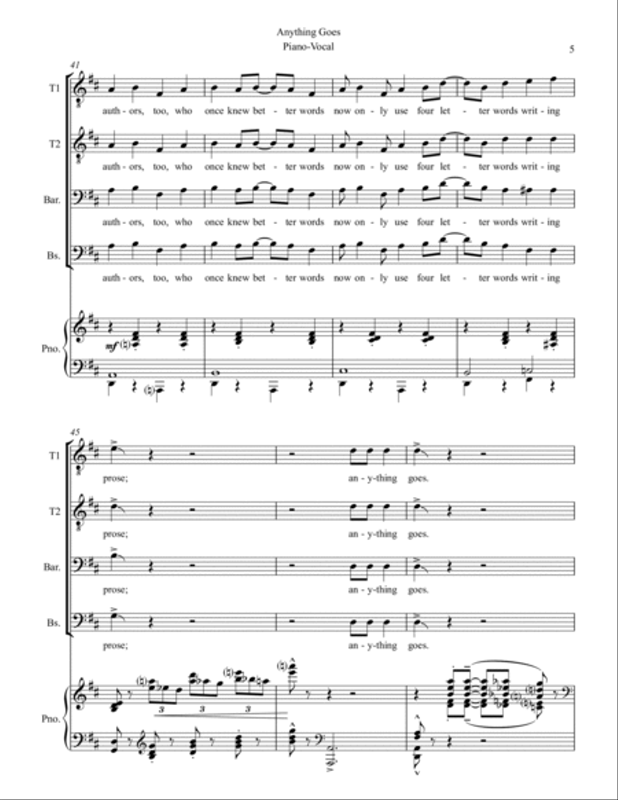 Anything Goes TTBB scores gallery preview page 5