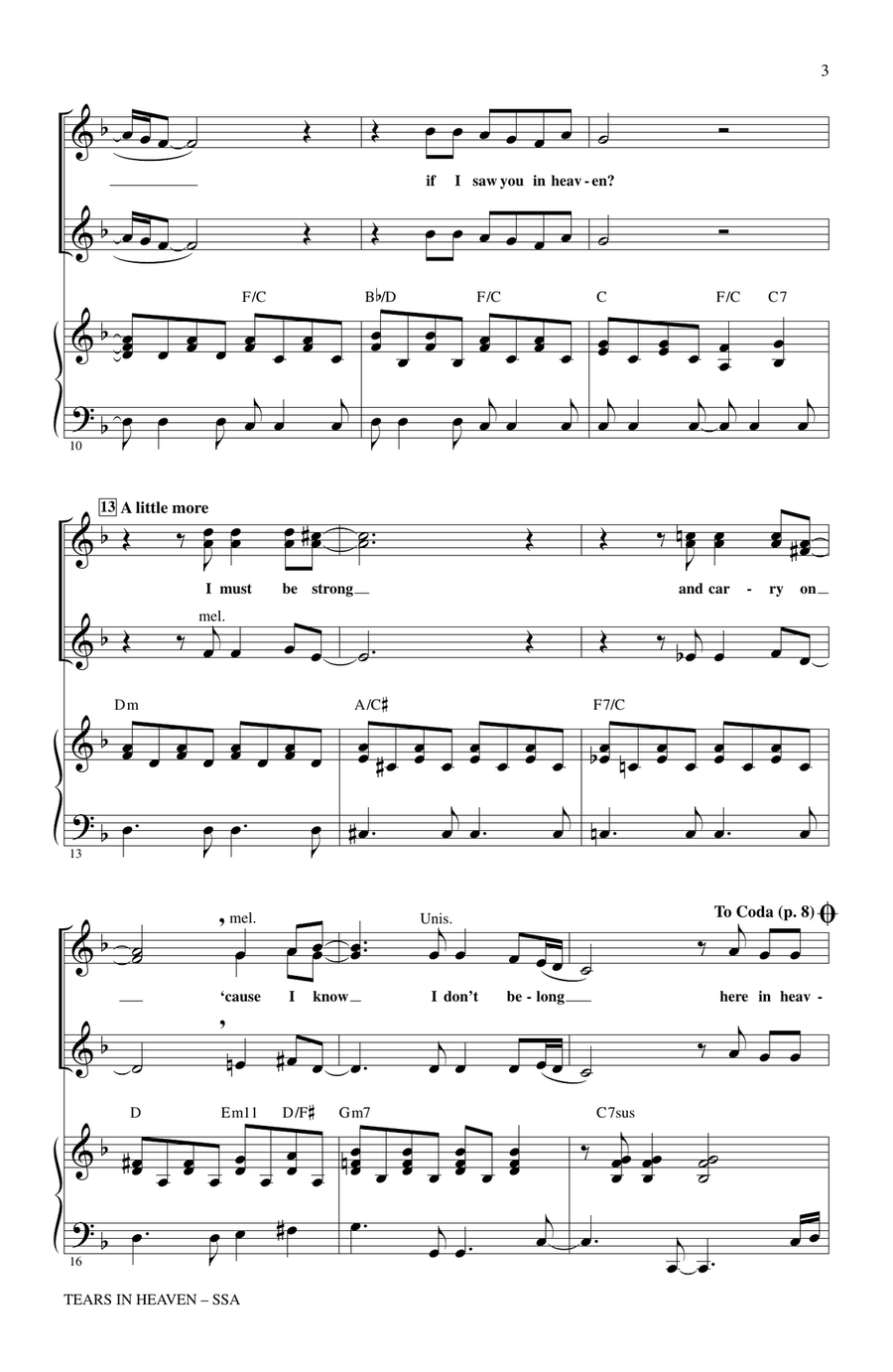 Tears In Heaven (arr. Roger Emerson) SSA scores gallery preview page 2