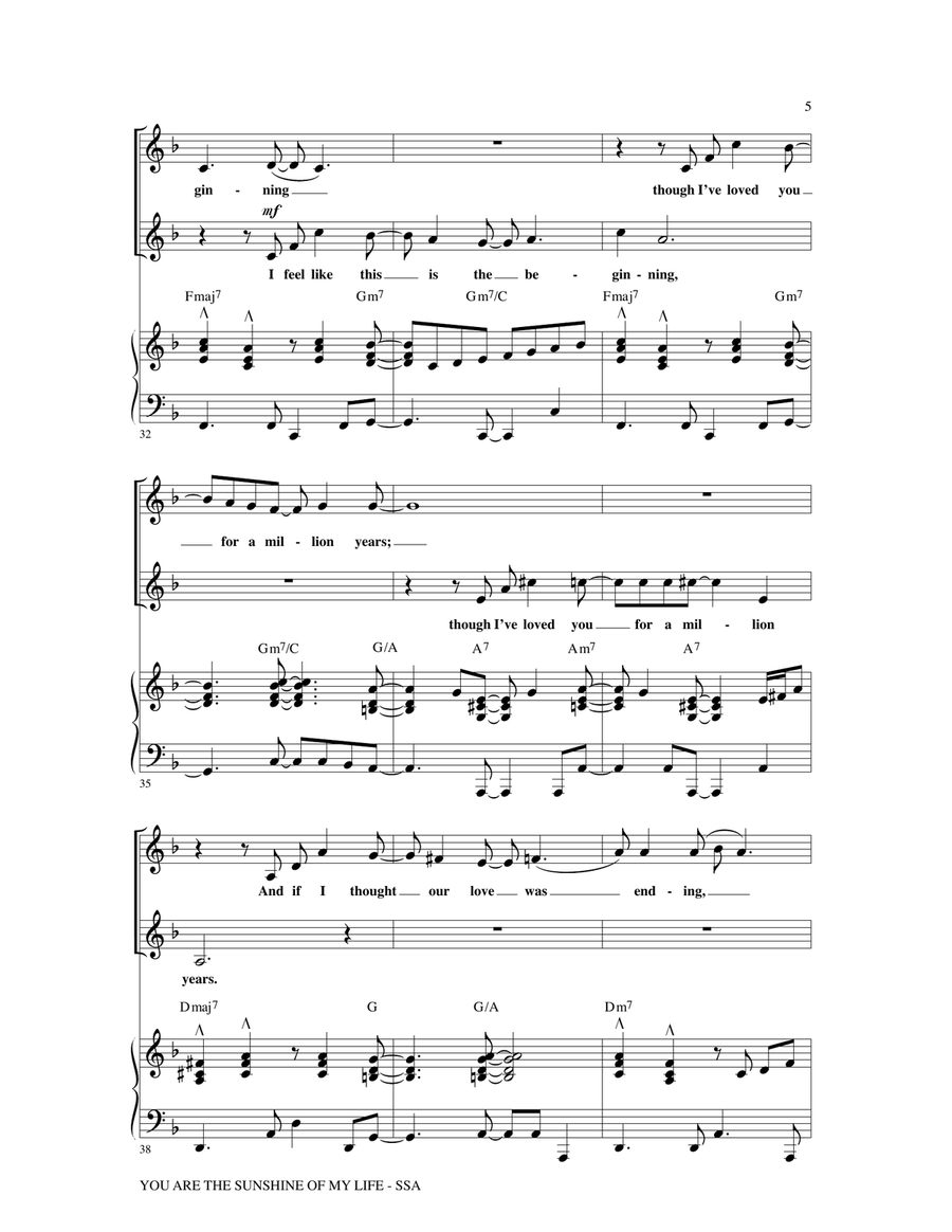 You Are The Sunshine Of My Life (arr. Mac Huff) SSA scores gallery preview page 4