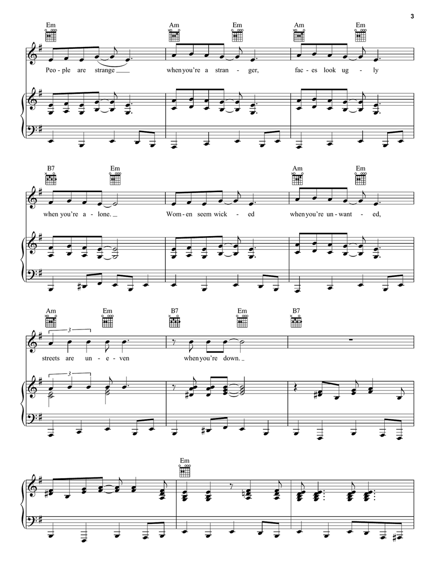 People Are Strange People Are Strange Piano, Vocal, Guitar scores gallery preview page 3