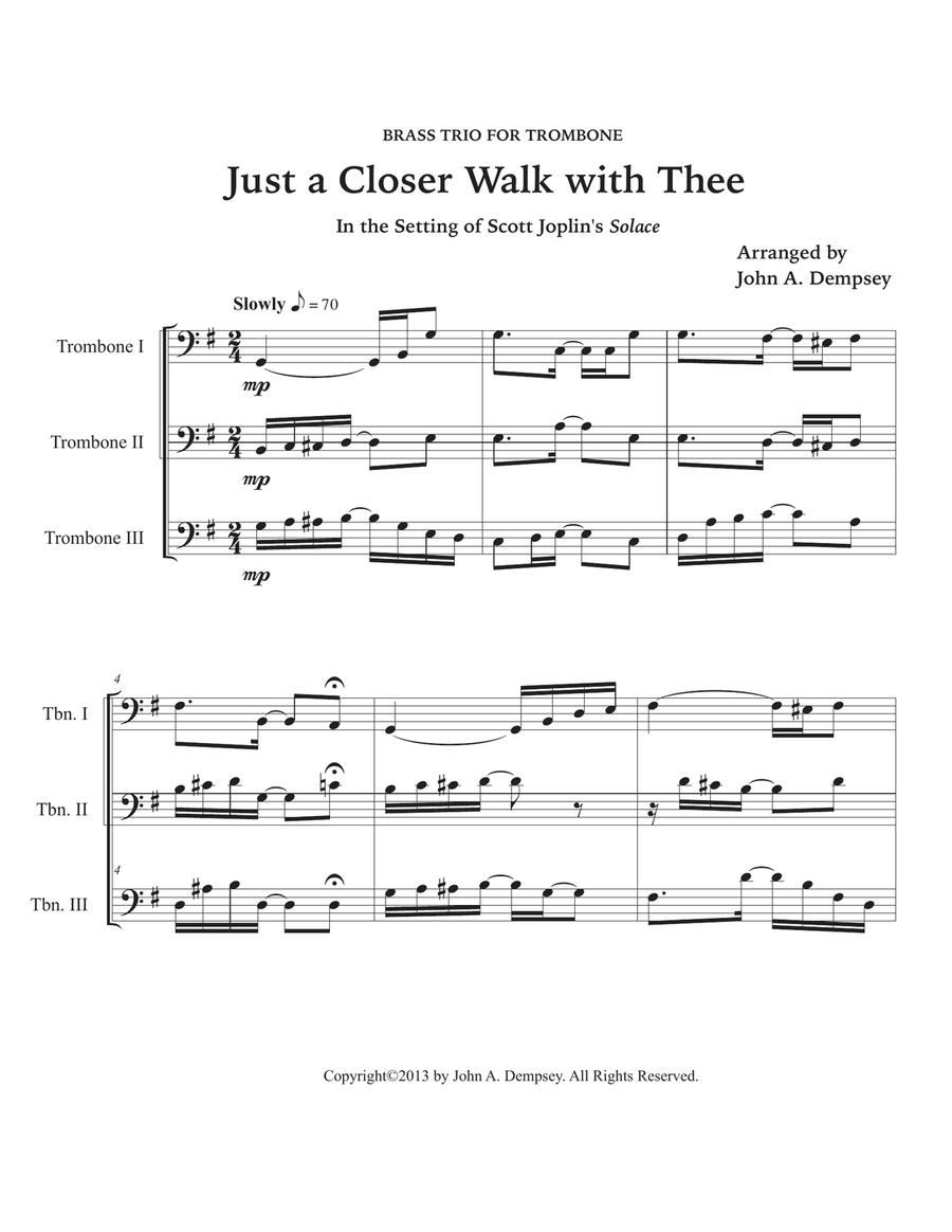 Just a Closer Walk with Thee / Solace (Trombone Trio) Trombone Trio scores gallery preview page 5