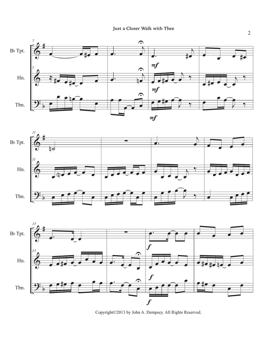 Just a Closer Walk with Thee / Solace (Brass Trio): Trumpet, Horn in F and Trombone Brass Trio scores gallery preview page 6