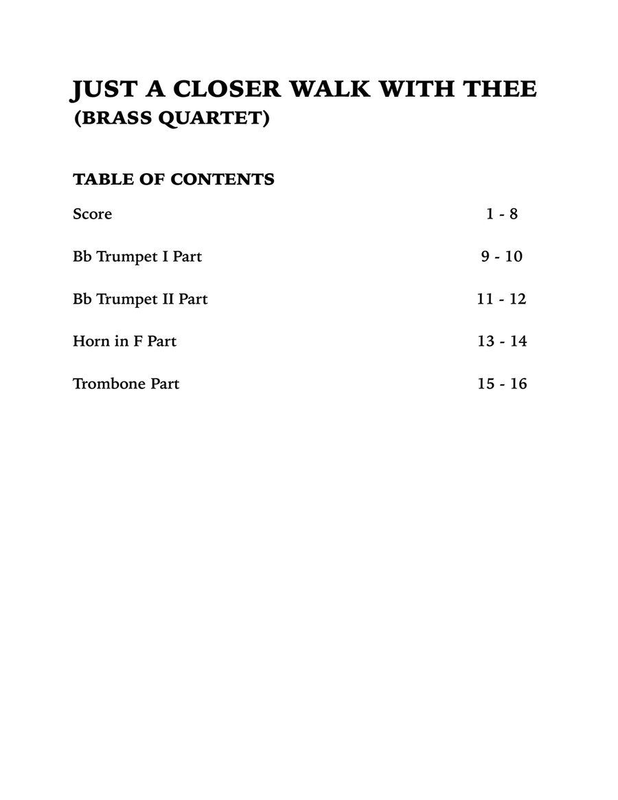 Just a Closer Walk with Thee / Solace (Brass Quartet): Two Trumpets, Horn in F and Trombone Brass Quartet scores gallery preview page 4