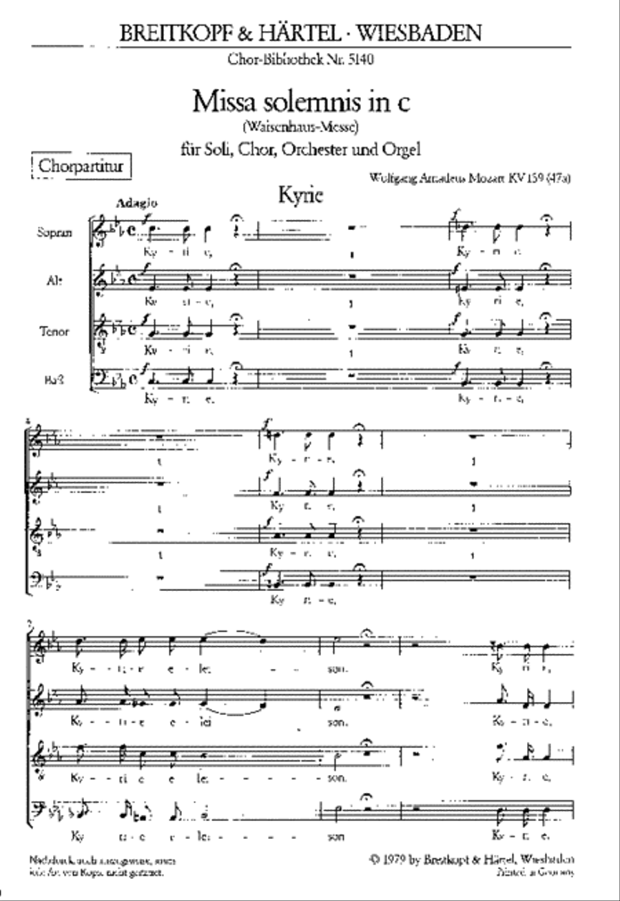 Missa solemnis in c K. 139 (47a) 4-Part scores gallery preview page 2