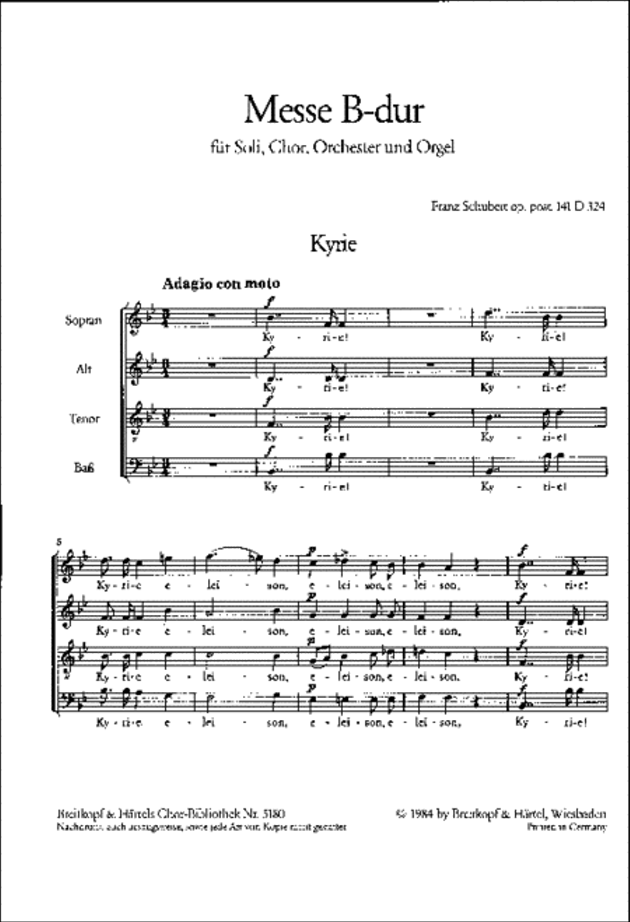 Mass in Bb major D 324 [Op. post. 141] 4-Part scores gallery preview page 2