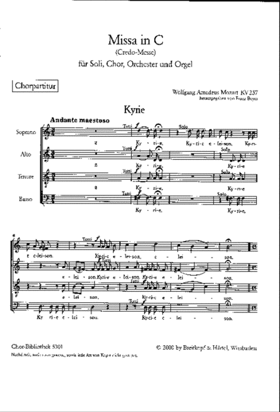 Missa in C K. 257 4-Part scores gallery preview page 2