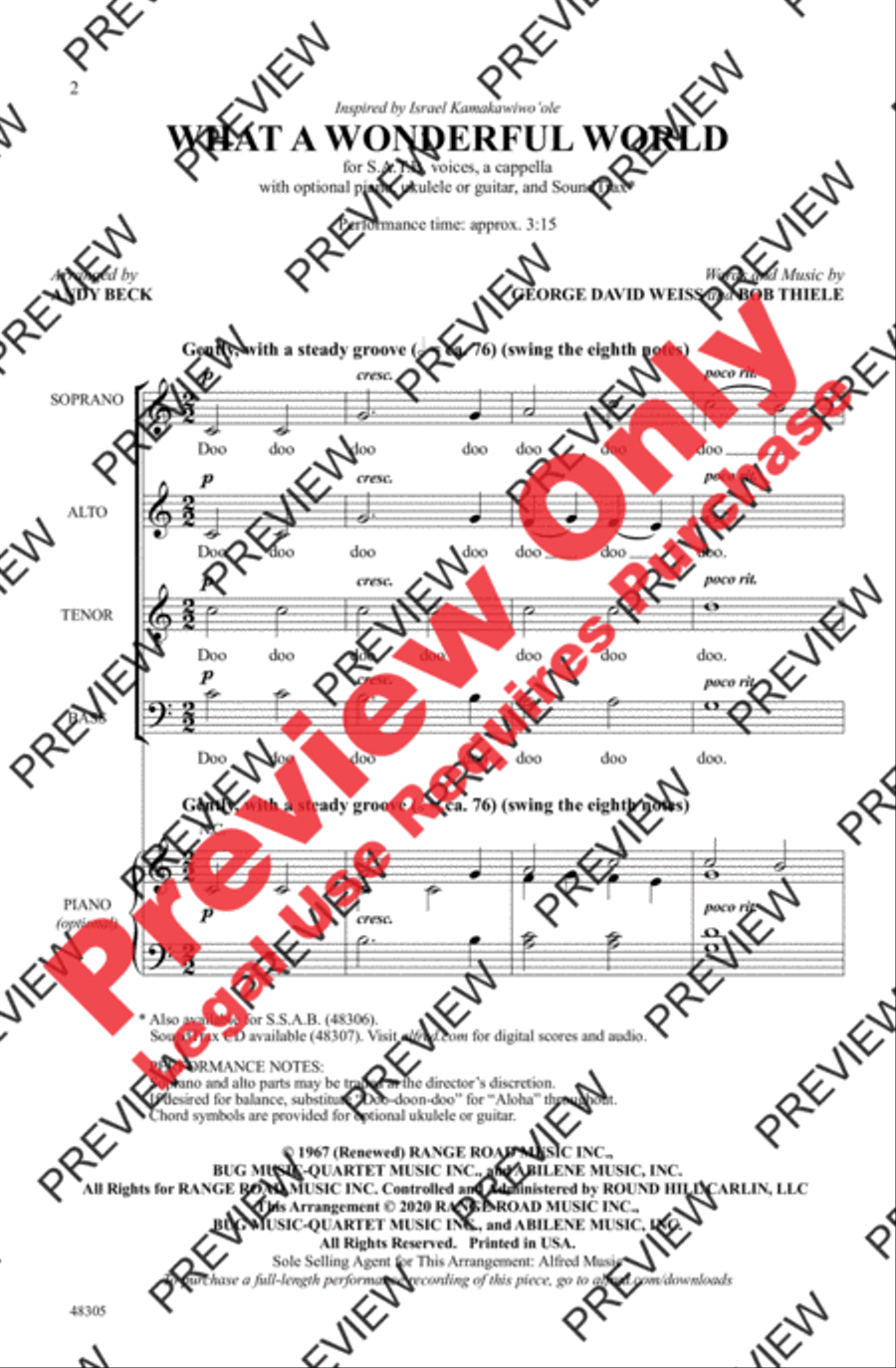 What a Wonderful World What a Wonderful World 4-Part scores gallery preview page 2