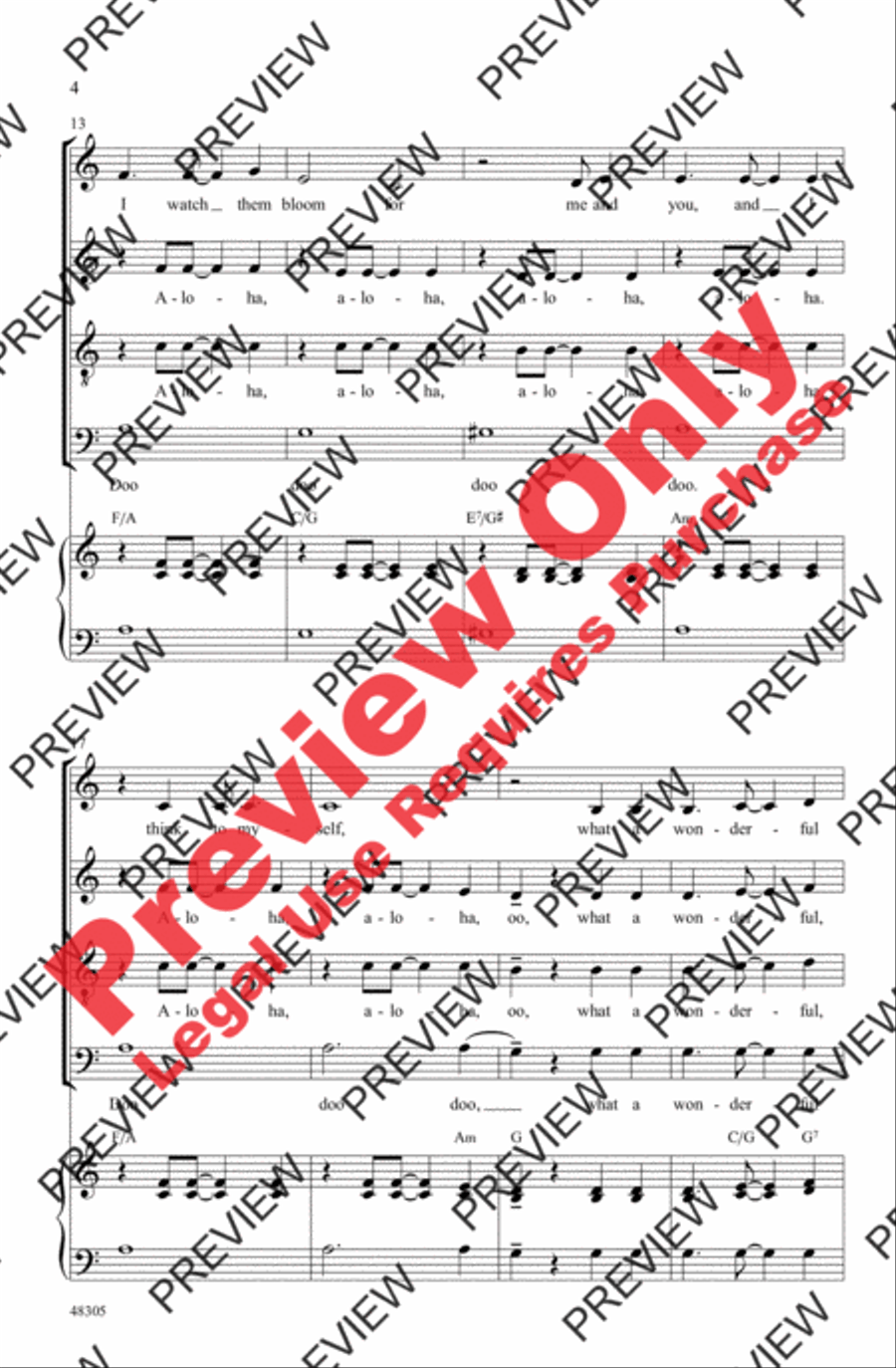 What a Wonderful World What a Wonderful World 4-Part scores gallery preview page 4