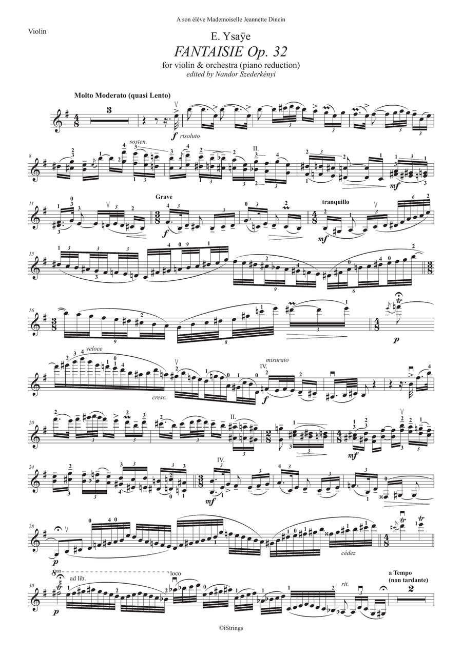 Fantaisie Op. 32 for violin and orchestra (piano reduction) Violin Solo scores gallery preview page 2