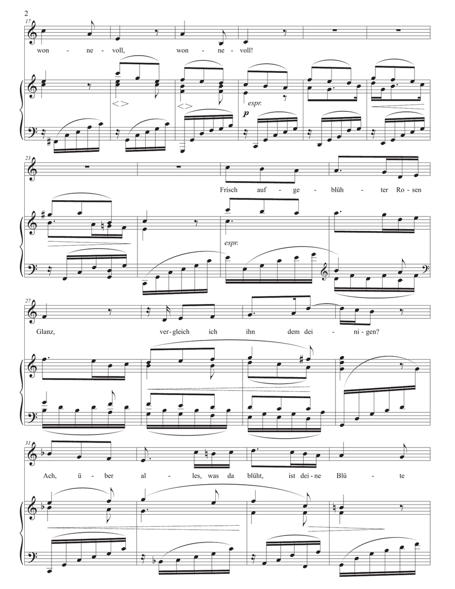 BRAHMS: Wie bist du, meine Königin, Op. 32 no. 9 (transposed to C major) Piano, Vocal scores gallery preview page 3