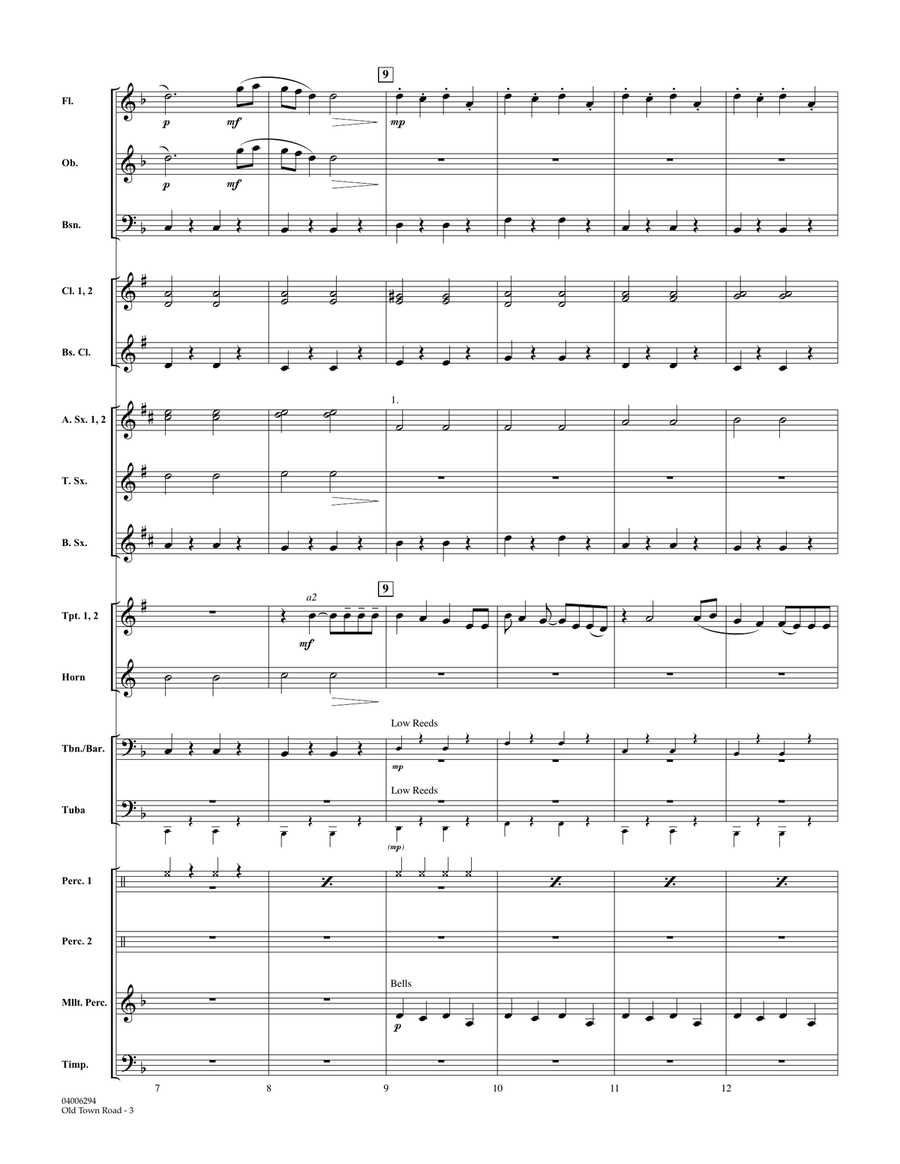 Old Town Road (arr. Johnnie Vinson) - Conductor Score (Full Score) Concert Band scores gallery preview page 3