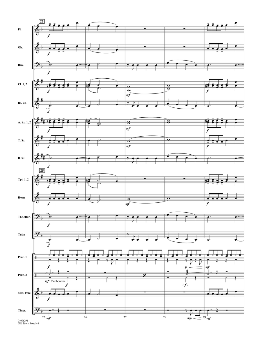 Old Town Road (arr. Johnnie Vinson) - Conductor Score (Full Score) Concert Band scores gallery preview page 6